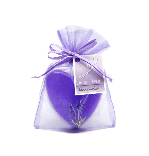 Lavender Glycerine Heart Soap in Organza Bag